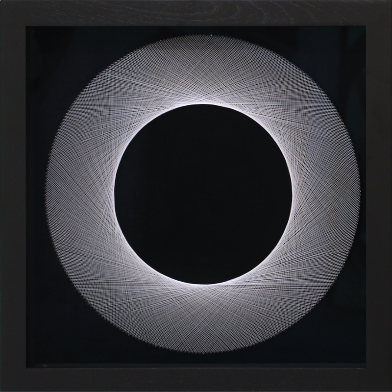 Bruce Stilwell, "Mini Halo - Silver", ​Pinned Fibres on Velvet Board, Framed, 400 x 400mm, 2023