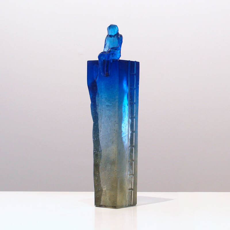 Di Tocker, "Headspace (Blue/Grey)", Cast Glass, H268 x W70 x D70mm, 2023
