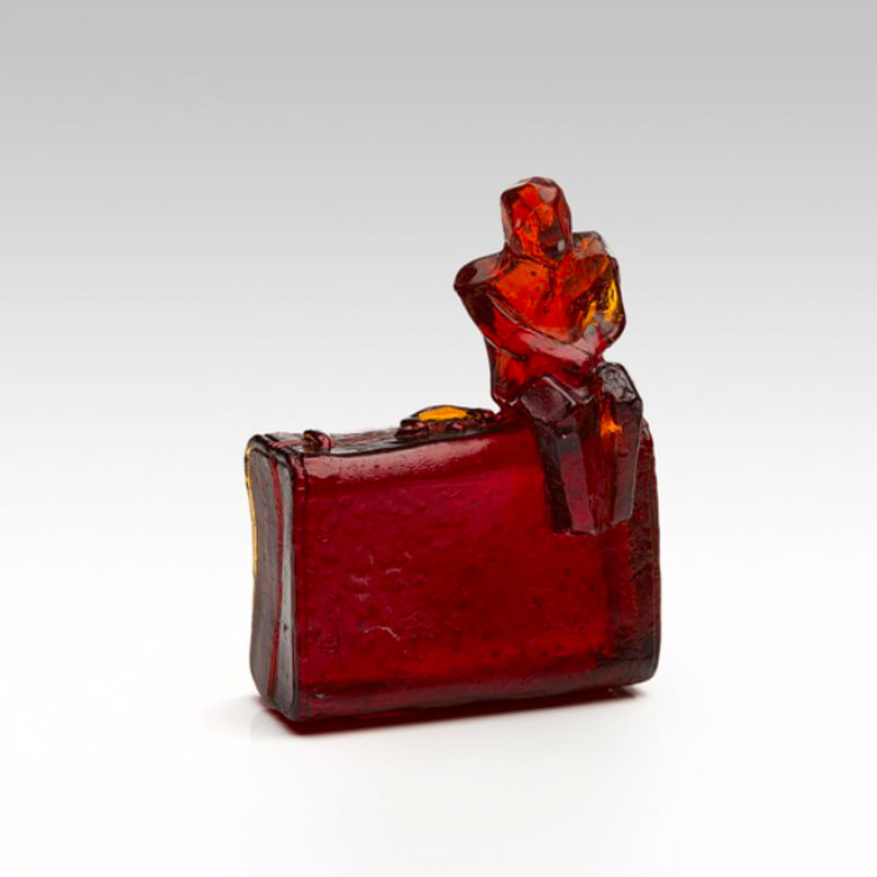 Di Cocker, "Traveller (Red/Orange)", Handcrafted Lead Crystal Glass, H 122 x W 90 x D 55mm, 2023