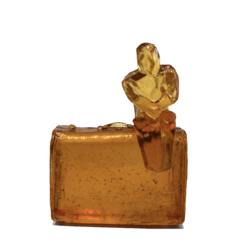 ​Di Tocker, "​​Traveller (Gold)", Lead Crystal Glass, H 122 x W 90 x D 55mm, 2023