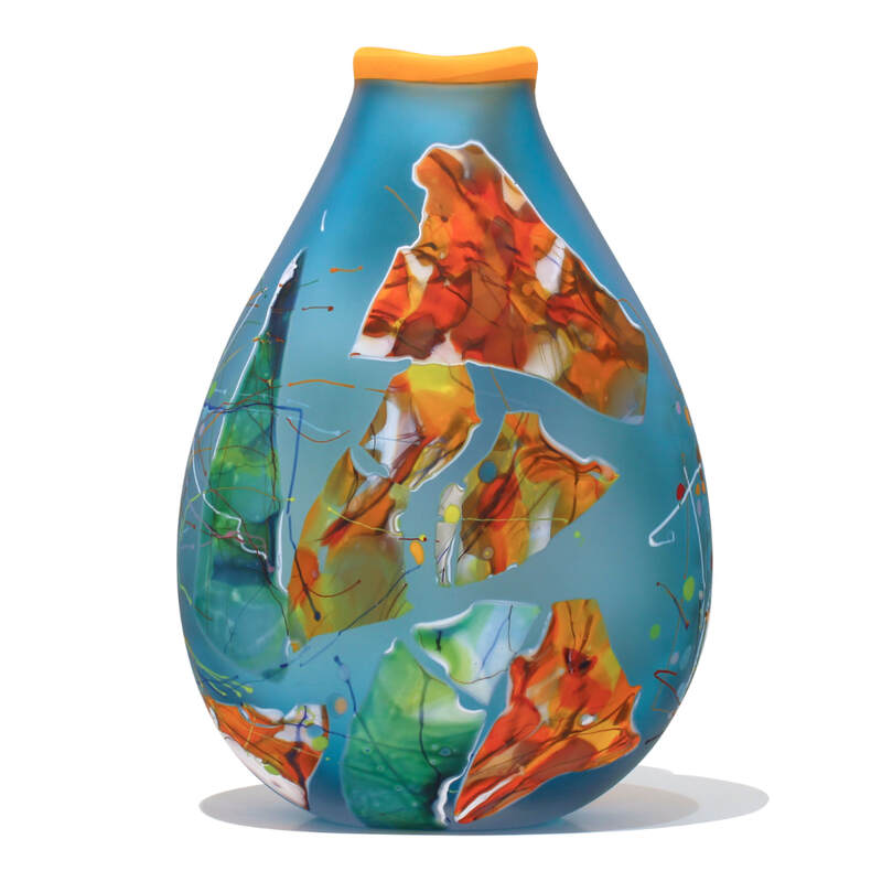 Keith Grinter, "Shard Vase (Aqua)", Hand Blown Glass
250mm Tall, 2024