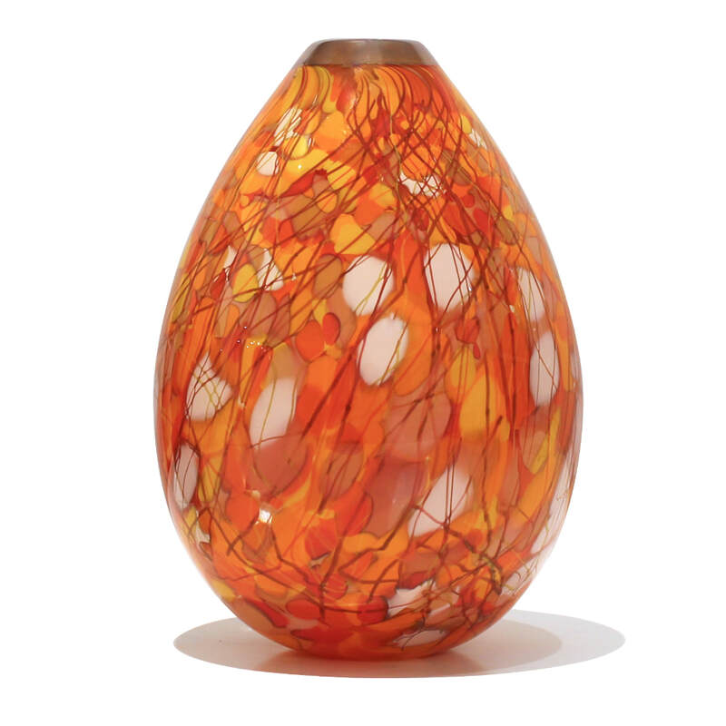 Keith Grinter "Teardrop Vase (Autumn)", Hand Blown Glass, 190mm Tall, 2024